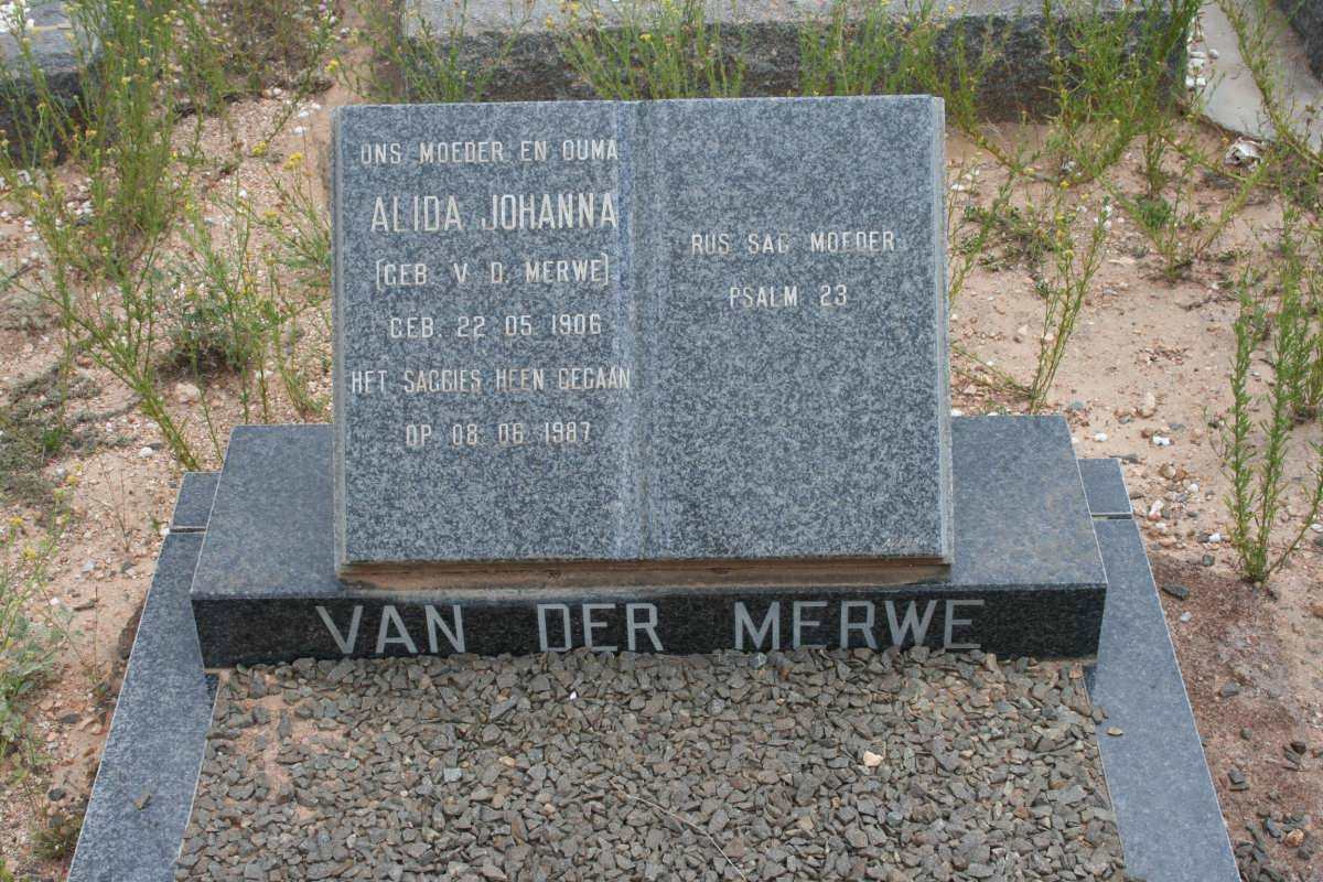 MERWE Alida Johanna, van der nee V.D. MERWE 1906-1987