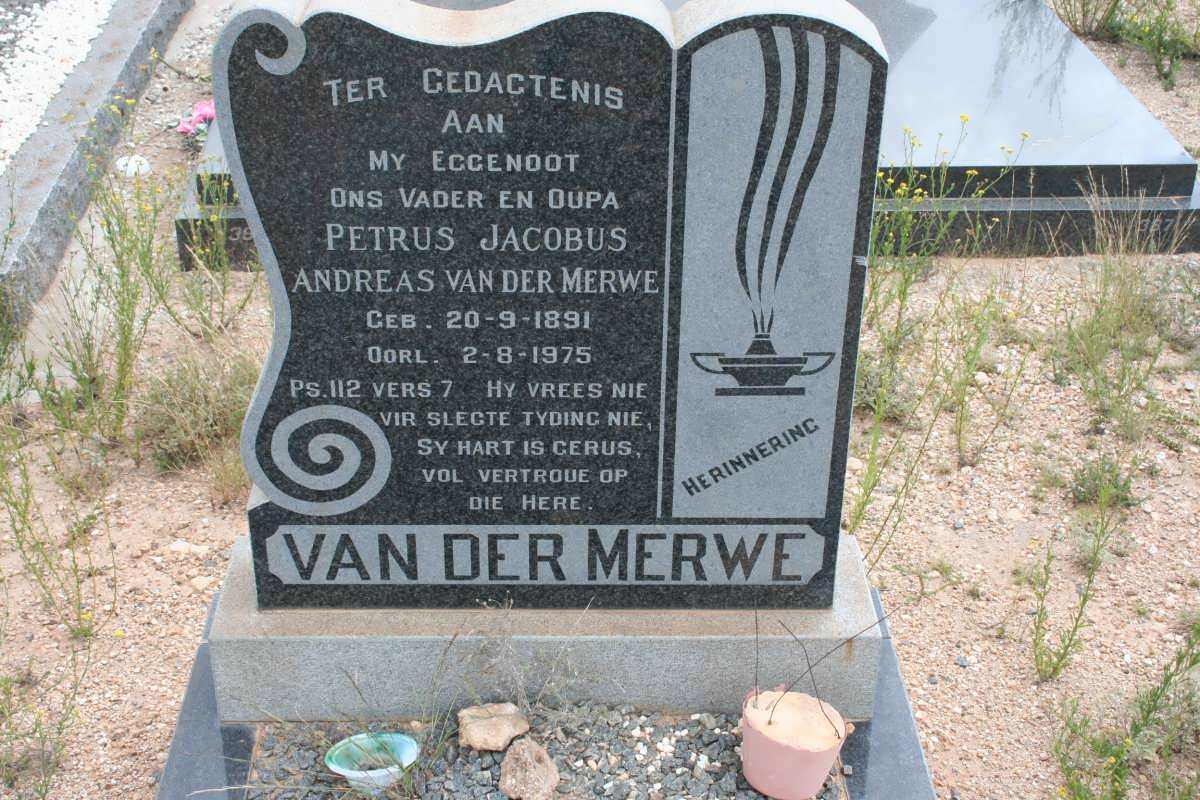 MERWE Petrus Jacobus Andreas, van der 1891-1975