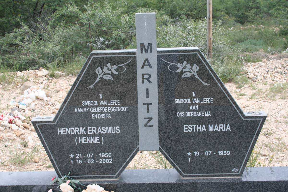 MARITZ Hendrik Erasmus 1956-2002 &amp; Estha Maria 1959-