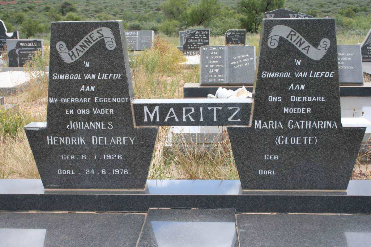 MARITZ Johannes Hendrik Delarey 1926-1976 &amp; Maria Catharina CLOETE