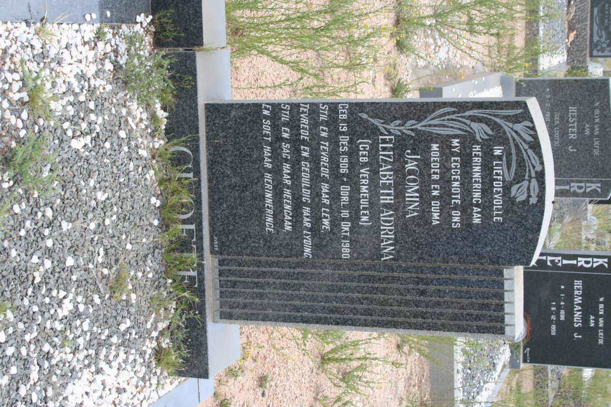 CLOETE Jacomina Elizabeth Adriana nee VERMEULEN 1906-1980