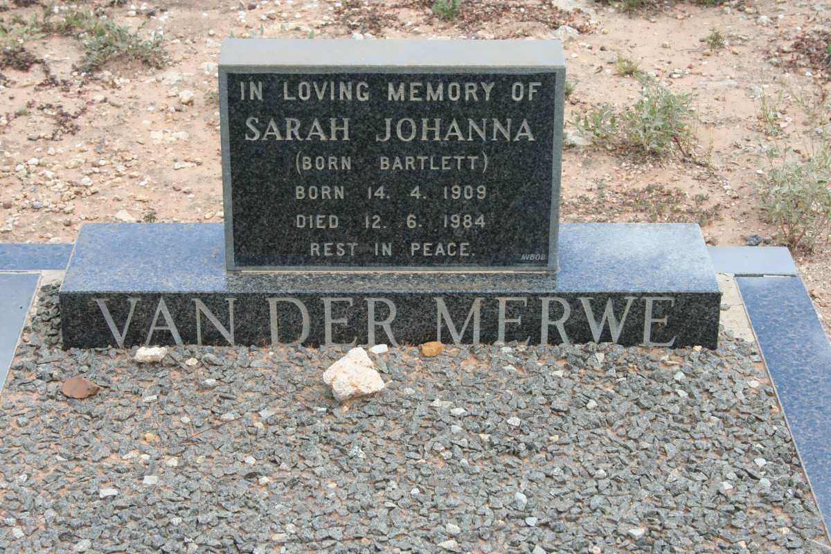 MERWE Sarah Johanna, van der nee BARTLETT 1909-1984