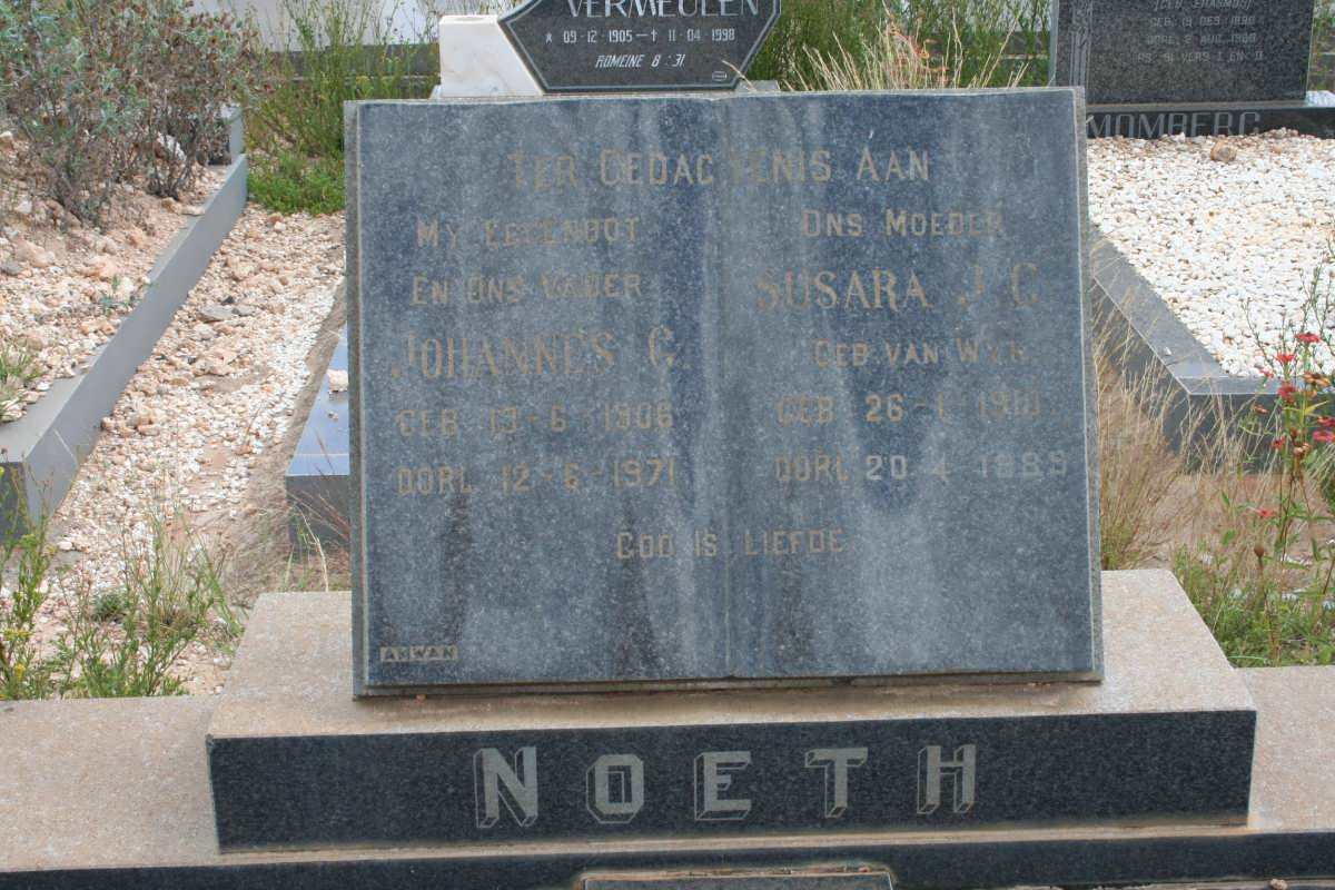 NOETH Johannes C. 1906-1971 &amp; Susara J. C. 1910-1989