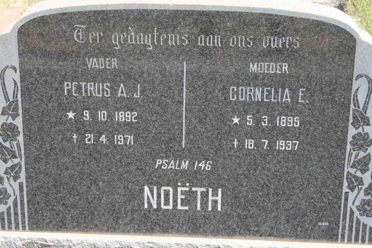 NOETH Petrus A.J. 1892-1971 &amp; Cornelia E. 1895-1937