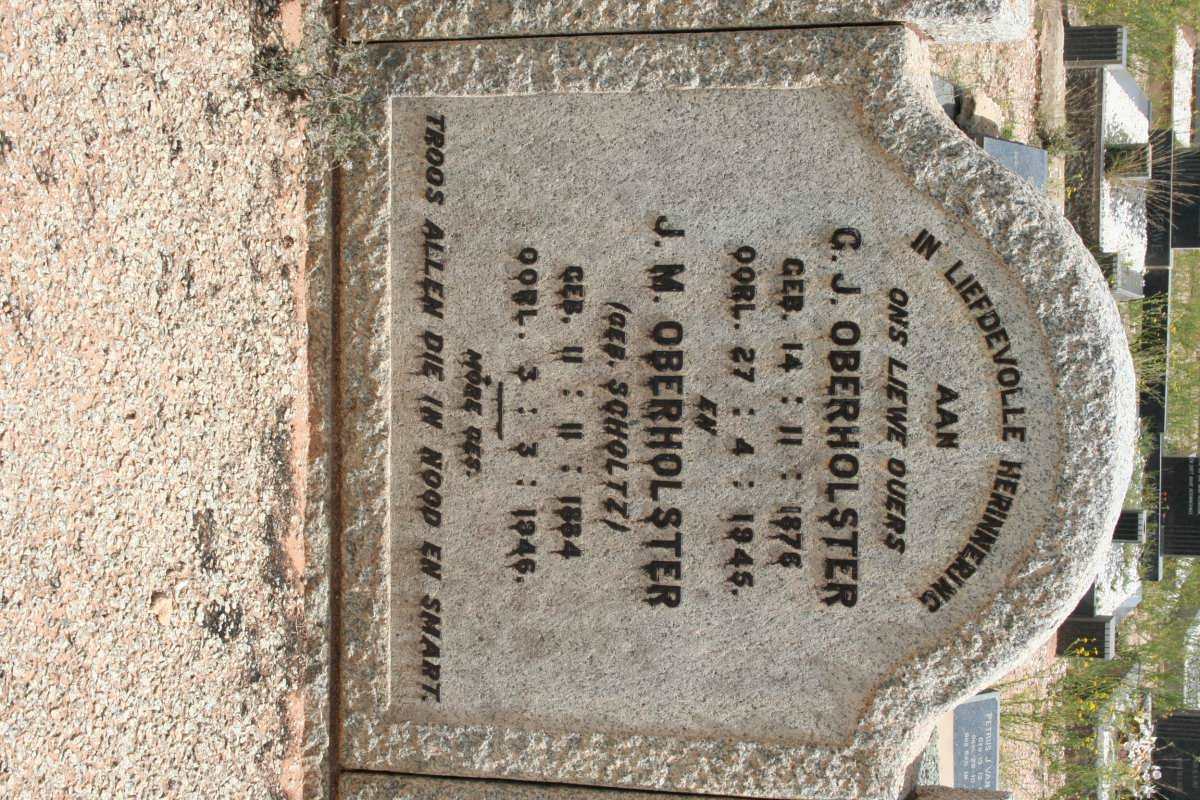OBERHOLSTER G.J. 1876-1945 &amp; J.M. SCHOLTZ 1884-1946