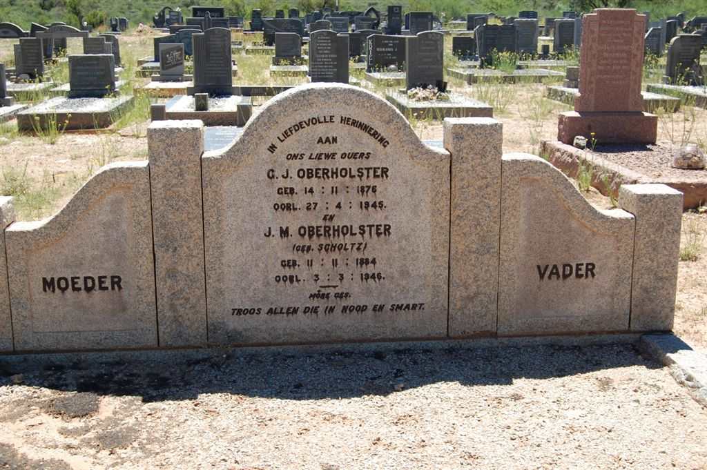 OBERHOLSTER G.J. 1876-1945 &amp; J.M. SCHOLTZ 1884-1946