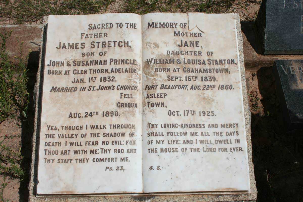 PRINGLE James Stretch 1832-1890 &amp; Jane STANTON 1839-1925