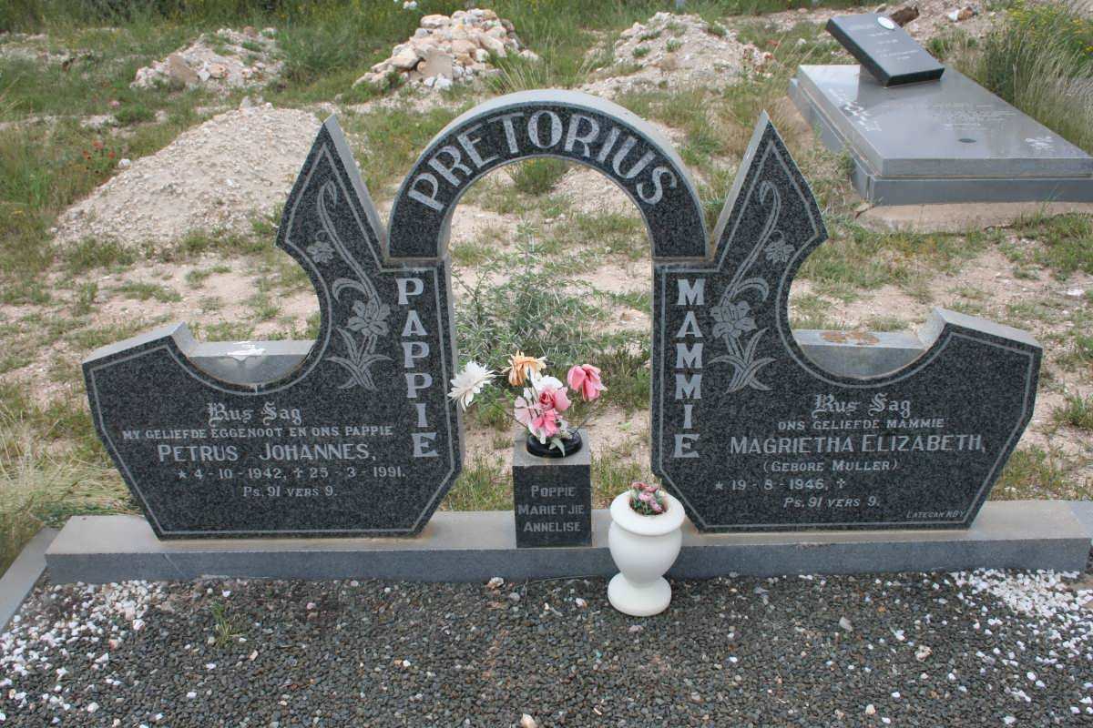 PRETORIUS Petrus Johannes 1942-1991 &amp; Magrietha Elizabeth MULLER 1946-