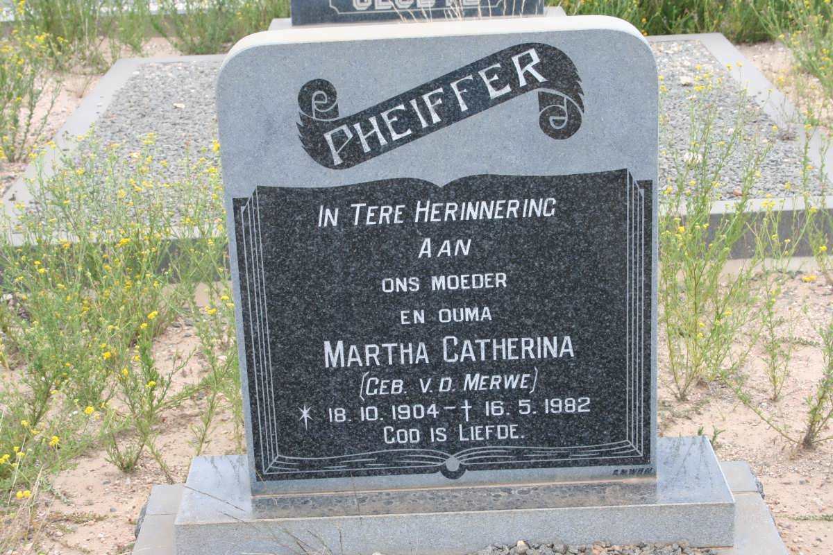 PHEIFFER Martha Catherina nee V.D. MERWE 1904-1982