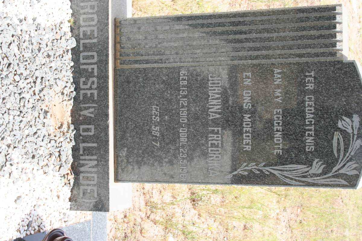 ROELOFSE Johanna Fredrika nee V.D. LINDE 1910-1961