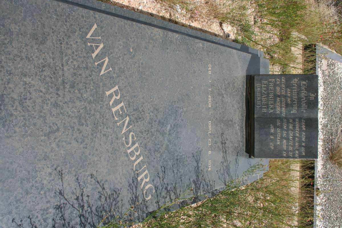 RENSBURG Fredrieka Elizabeth, van 1908-1974