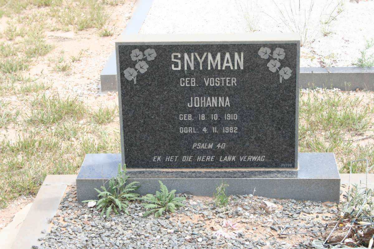 SNYMAN Johanna nee VOSTER 1910-1982