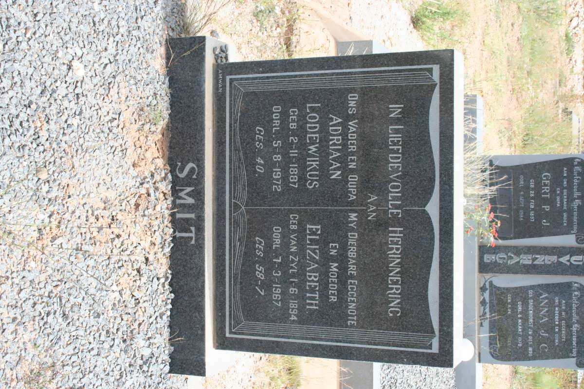 SMIT Andrew Lodewikus 1887-1972 &amp; Elizabeth VAN ZYL 1894-1967