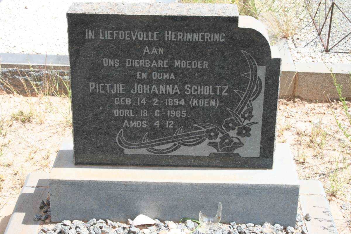 SCHOLTZ Pietjie Johanna nee KOEN 1894-1965