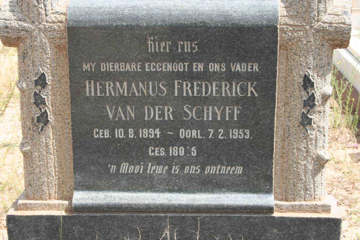 SCHYFF Hermanus Frederick, van der 1894-1953