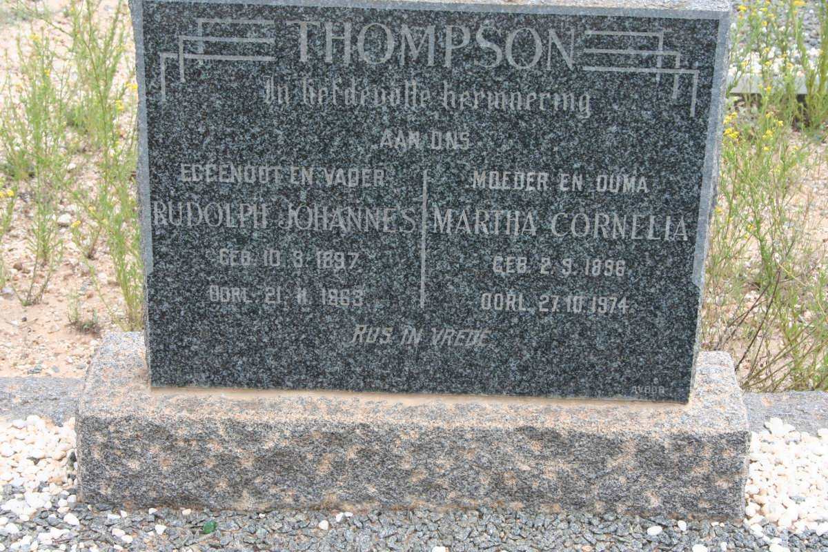 THOMPSON Rudolph Johannes 1897-1963 &amp; Martha Cornelia 1896-1974