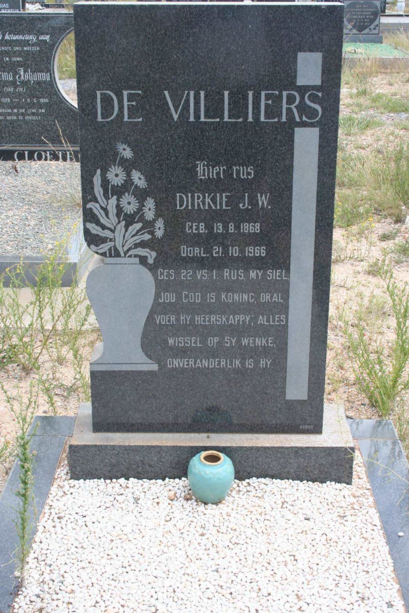 VILLIERS Dirkie J.W., de 1868-1966