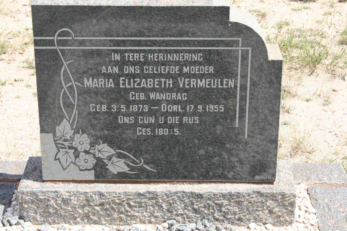 VERMEULEN Maria Elizabeth nee WANDRAG 1873-1955