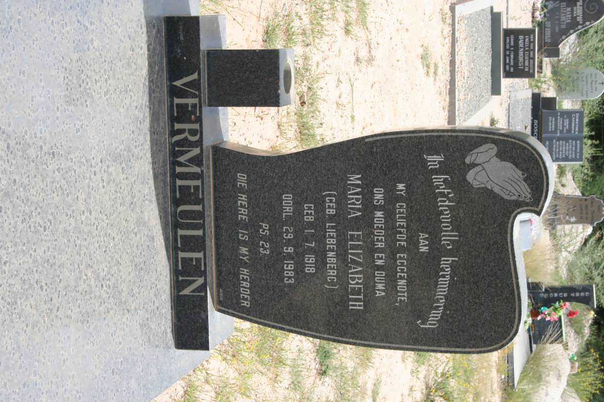 VERMEULEN Maria Elizabeth nee LIEBENBERG 1918-1983
