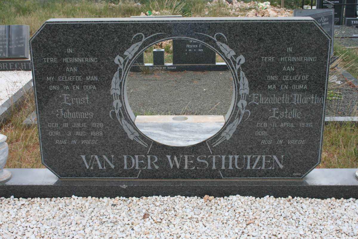 WESTHUIZEN Ernst Johannes, van der 1928-1988 &amp; Elizabeth Martha Estelle 1936-