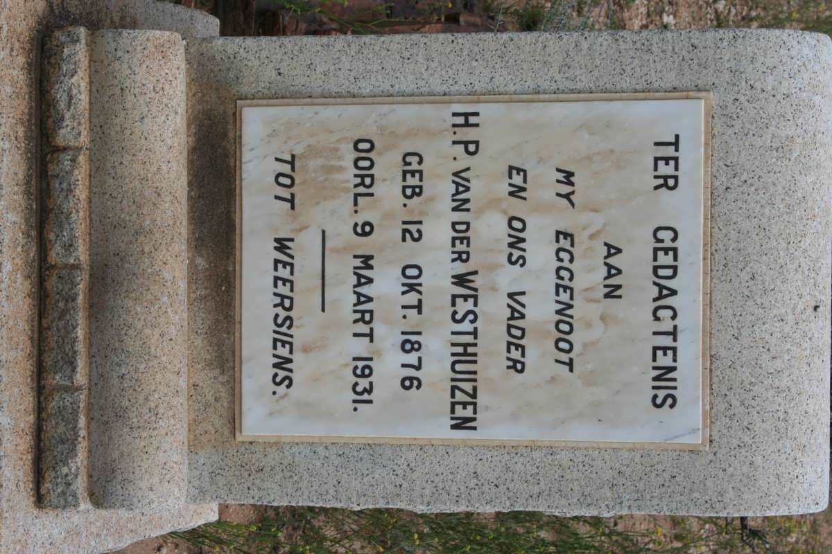 WESTHUIZEN H.P., van der 1876-1931