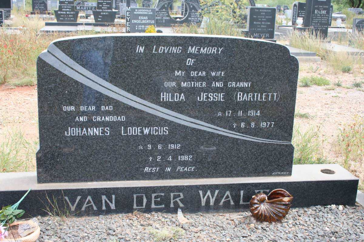 WALT Johannes Lodewicus, van der 1912-1982 &amp; Hilda Jessie BARTLETT 1914-1977