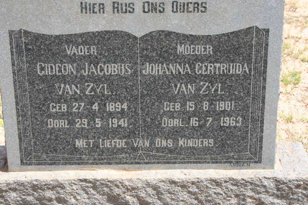 ZYL Gideon Jacobus, van 1894-1941 &amp; Johanna Gertruida 1901-1963