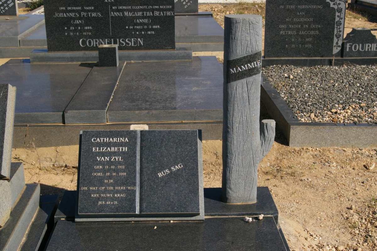 ZYL Andries J., van 1915-1972 &amp; Catharina Elizabeth 1922-2008