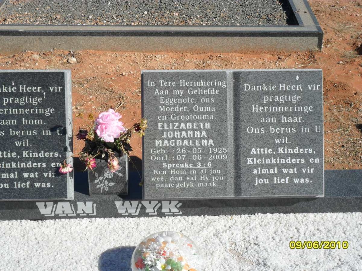 WYK Elizabeth Johanna Magdalena, van 1925-2009