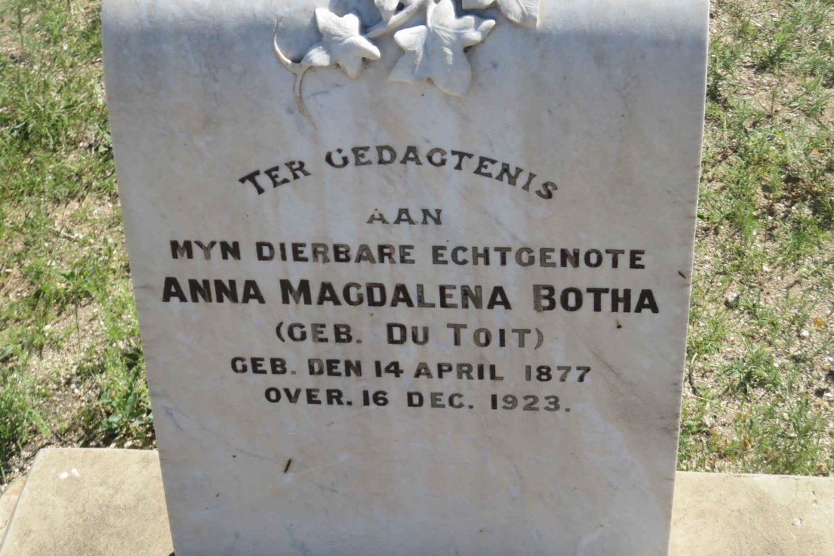 BOTHA Anna Magdalena nee DU TOIT 1877-1923