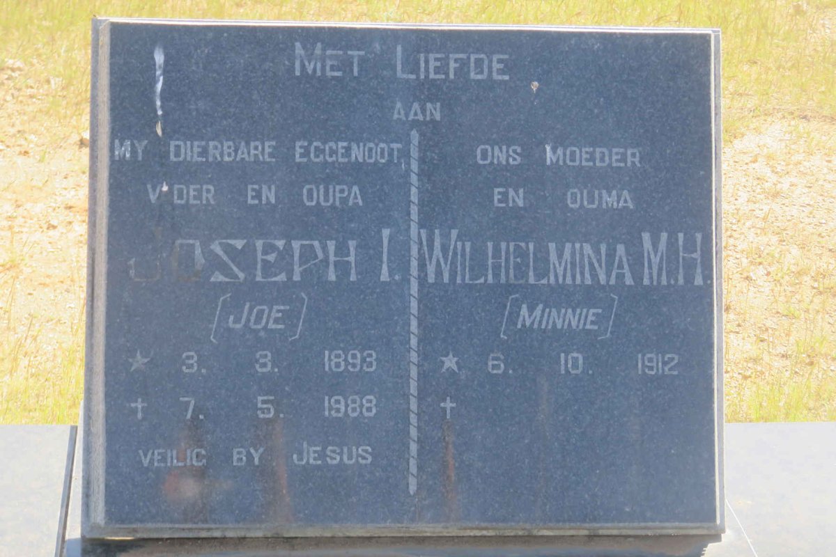 BISHOP Joseph I. 1893-1988 &amp; Wilhelmina M.H. 1912-