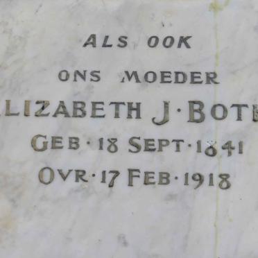 BOTHA Johannis Petrus Daniel 1839-1900 &amp; Elizabeth J. 1841-1918