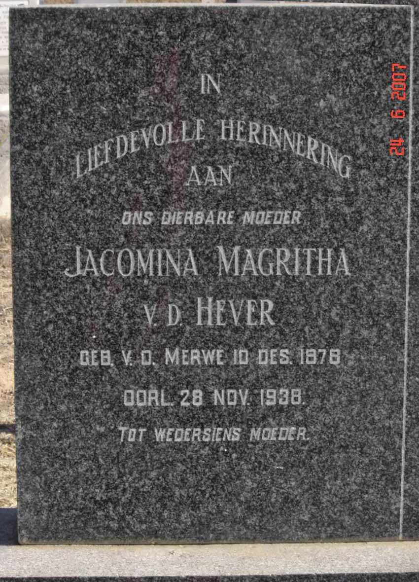 HEVER Jacomina Magritha, v.d. 1878-1938