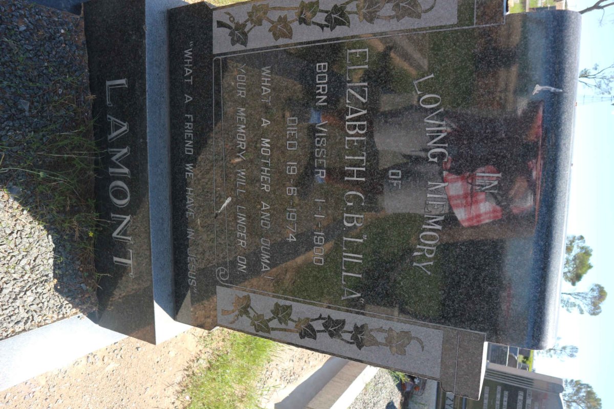LAMONT Elizabeth G.B. nee VISSER 1900-1974