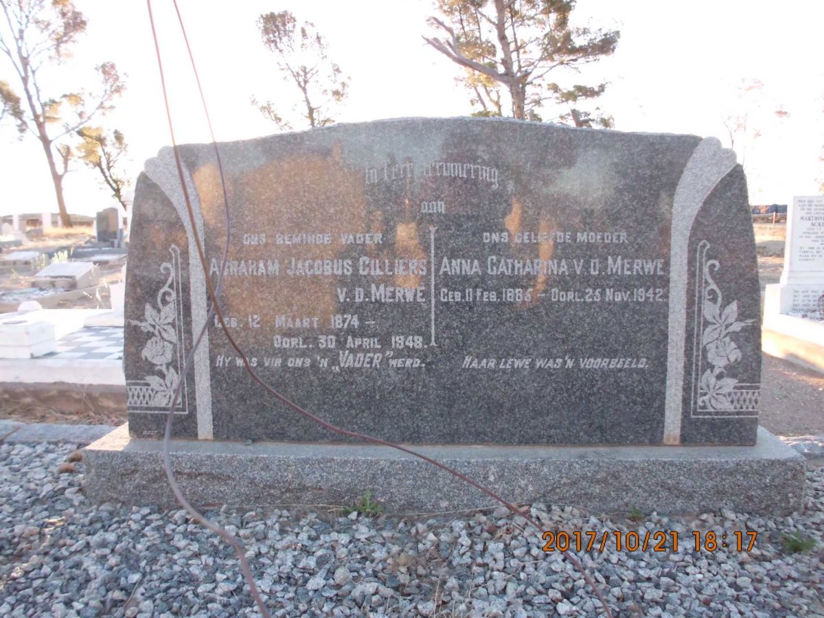 MERWE Abraham Jacobus Cilliers, v.d. 1874-1948 &amp; Anna Catharina 1885-1942
