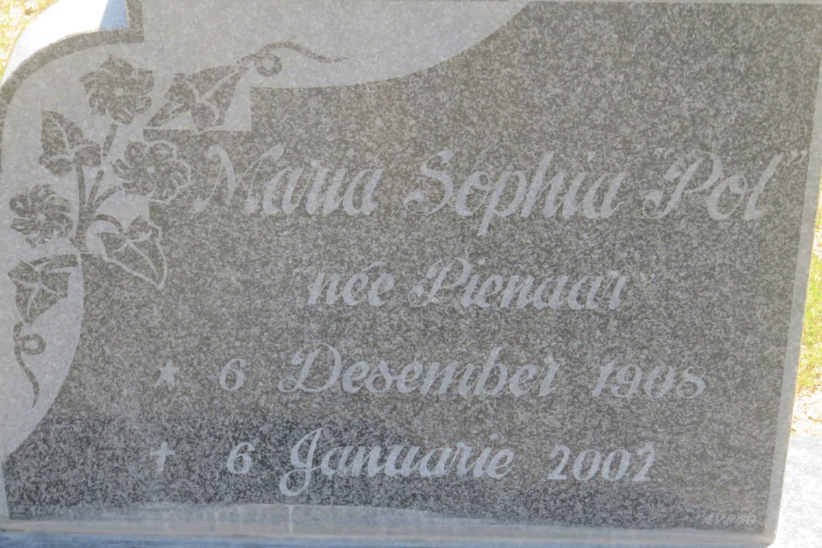 MERWE Maria Sophia, van der nee PIENAAR 1908-2002