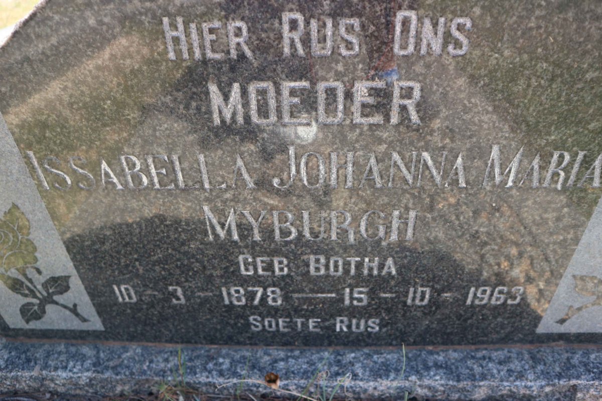 MYBURGH Issabella Johanna Maria nee BOTHA 1878-1963