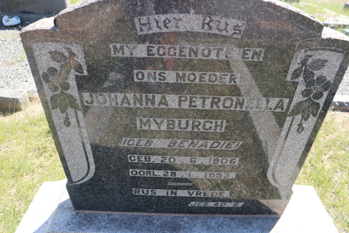 MYBURGH Johanna Petronella nee BENADIE 1906-1953