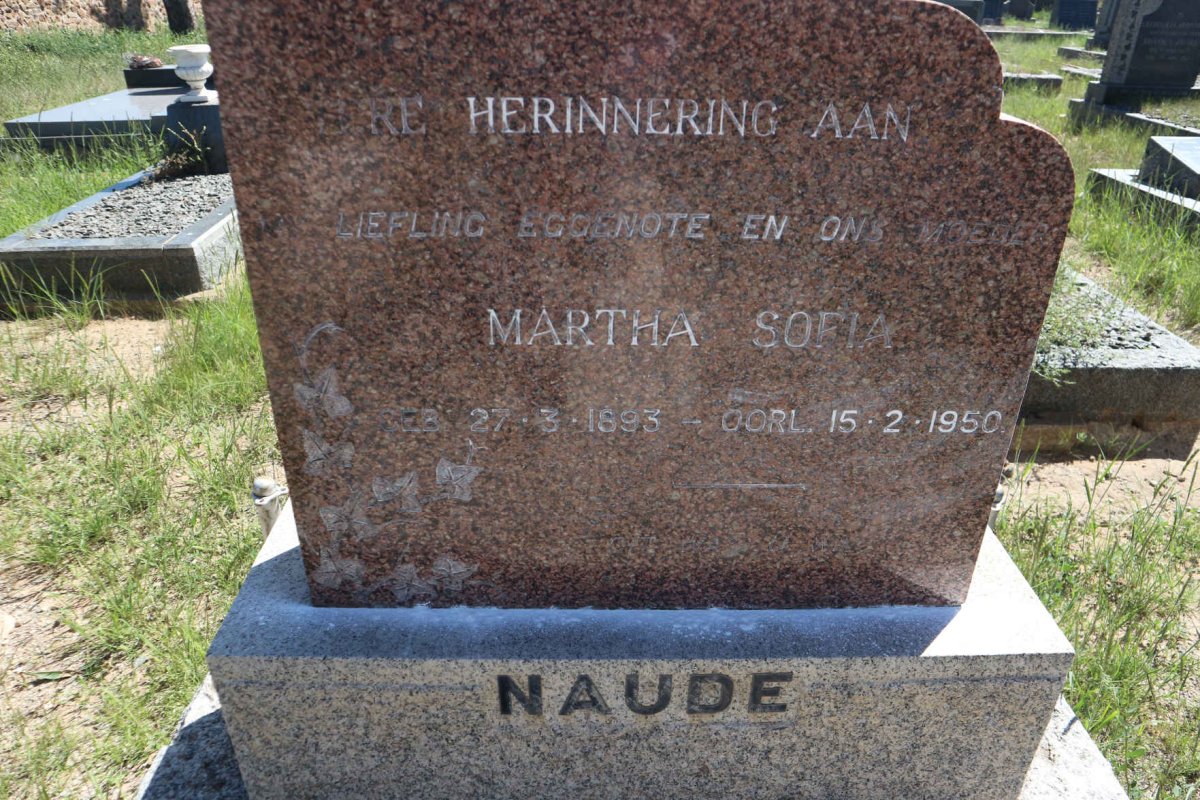 NAUDE Martha Sofia 1893-1950