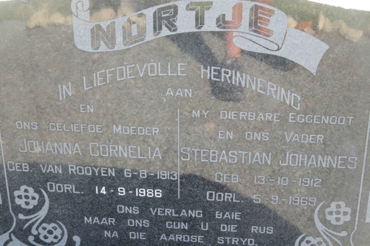 NORTJE Stebastian Johannes 1912-1969 &amp; Johanna Cornelia VAN ROOYEN 1913-1986