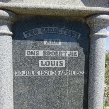 PLESSIS Pieter Daniel, du 1883-1925 &amp; Isabella Maria ROOS 1877-1938 :: DU PLESSIS Louis 1921-1922