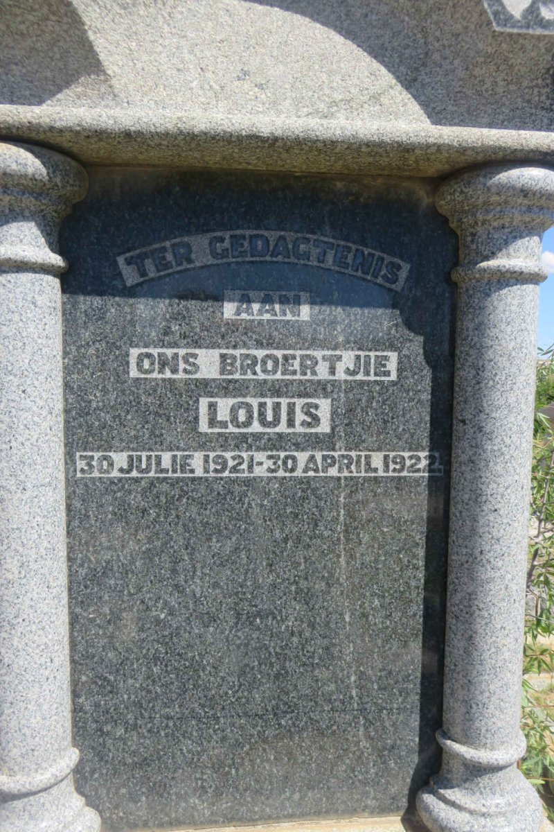 PLESSIS Pieter Daniel, du 1883-1925 &amp; Isabella Maria ROOS 1877-1938 :: DU PLESSIS Louis 1921-1922