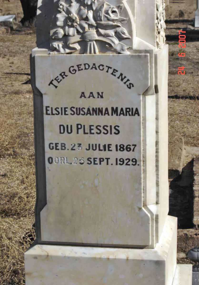 PLESSIS Elsie Susanna Maria, du 1867-1929