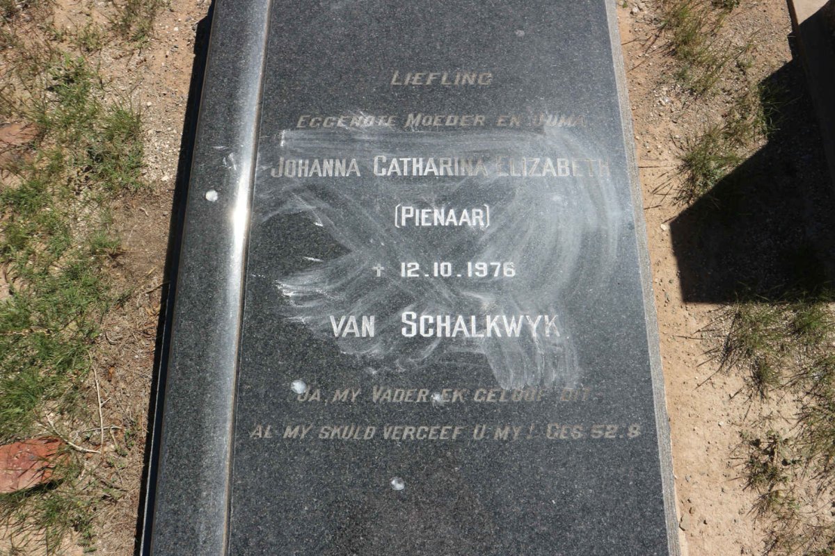 SCHALKWYK Johanna Catharina Elizabeth, van nee PIENAAR -1976