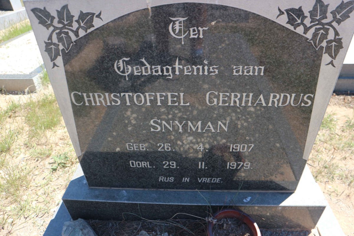 SNYMAN Christoffel Gerhardus 1907-1979