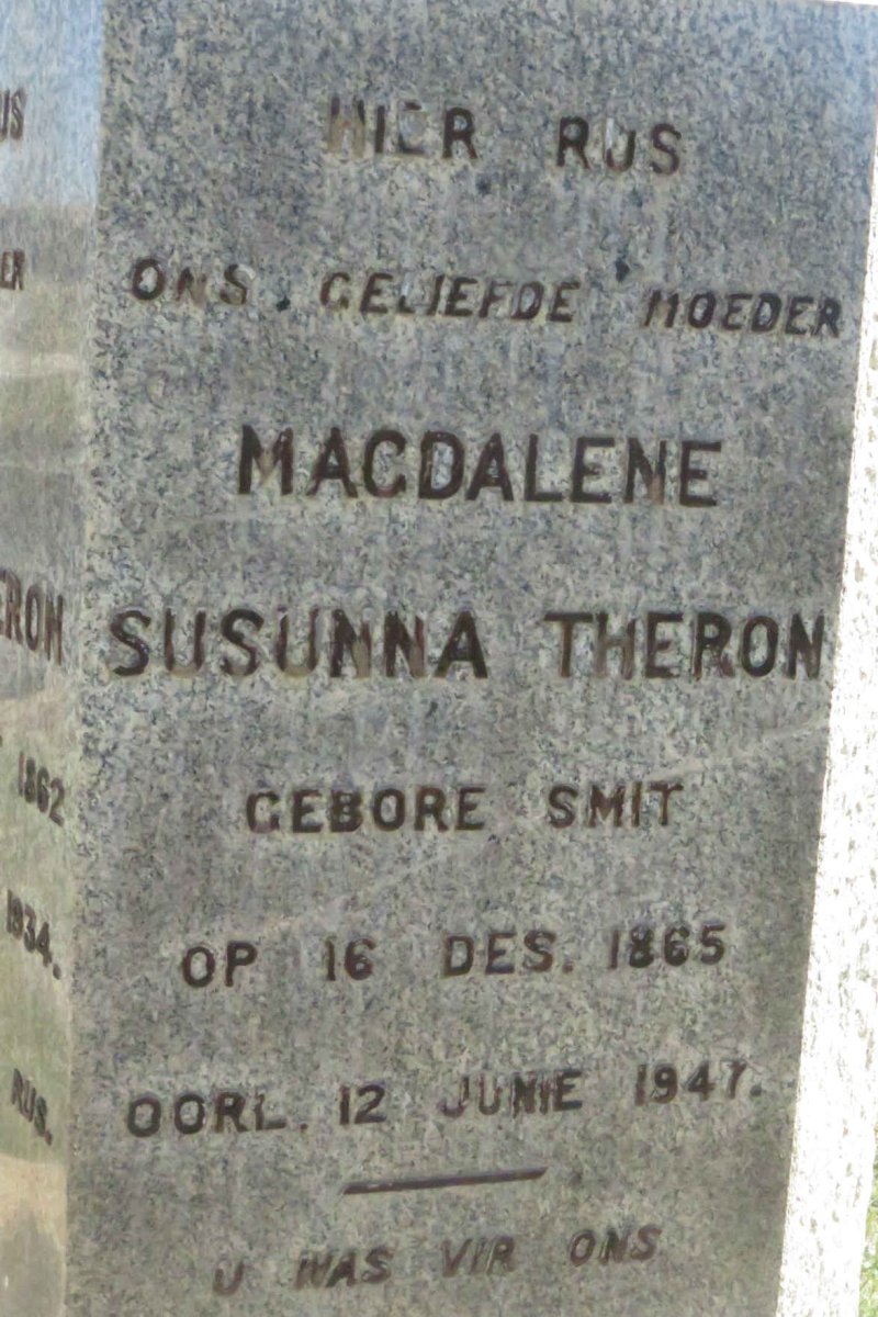 THERON David Carl 1862-1934 &amp; Magdalene Susunna SMIT 1865-1947