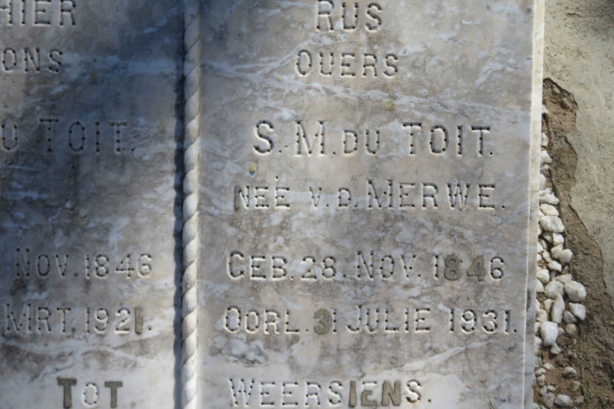 TOIT D.J., du 1846-1921 &amp; S.M. v.d. MERWE 1846-1931