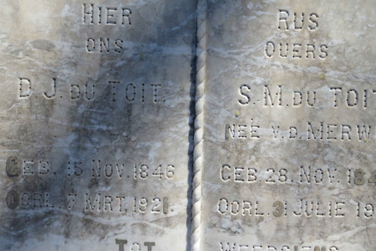 TOIT D.J., du 1846-1921 &amp; S.M. V.D. MERWE 1846-1931