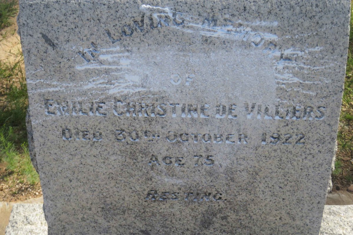 VILLIERS Emilie Christine, de -1922