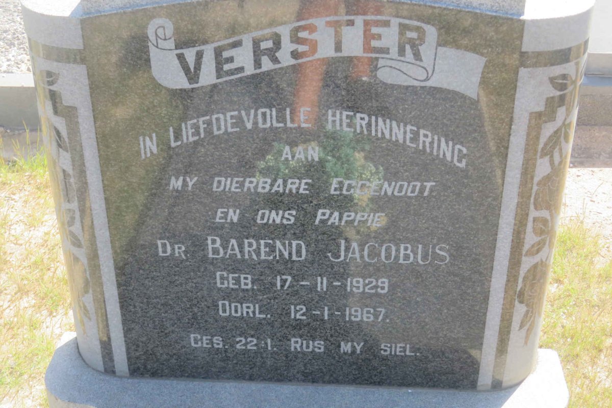VERSTER Barend Jacobus 1929-1967